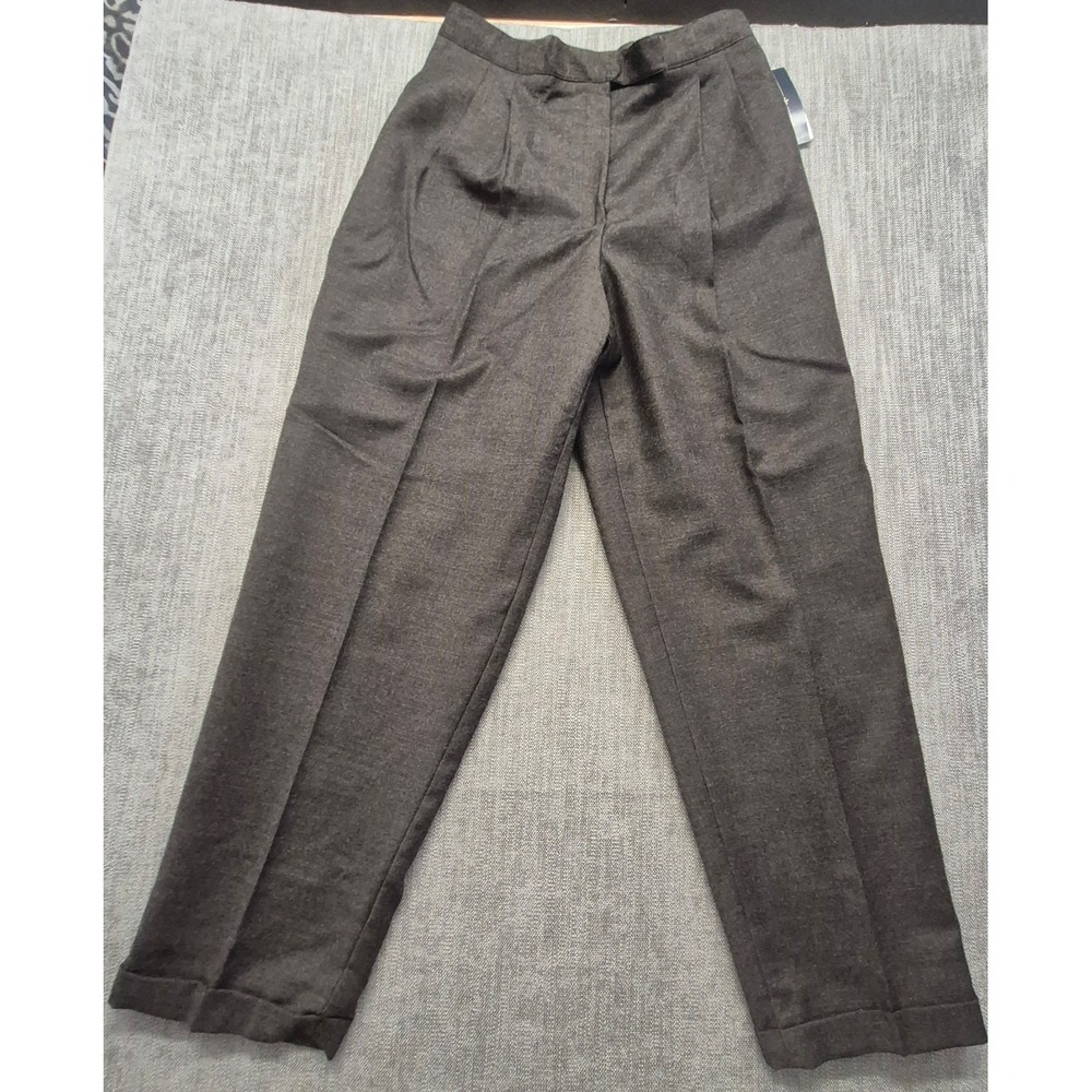 Vintage Herman Geist 100% Pure New Wool pants women's 16 brown pleated lined NWT